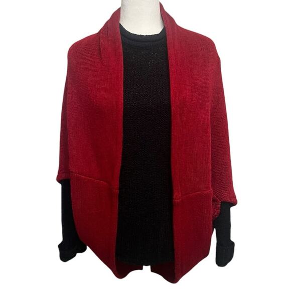 Cocoon‎ Cardigan Sweater Red Cozy Soft One Size - Picture 1 of 5